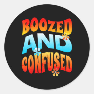 New Years Eve Boozed And Confused Retro 2025 Adult Classic Round Sticker