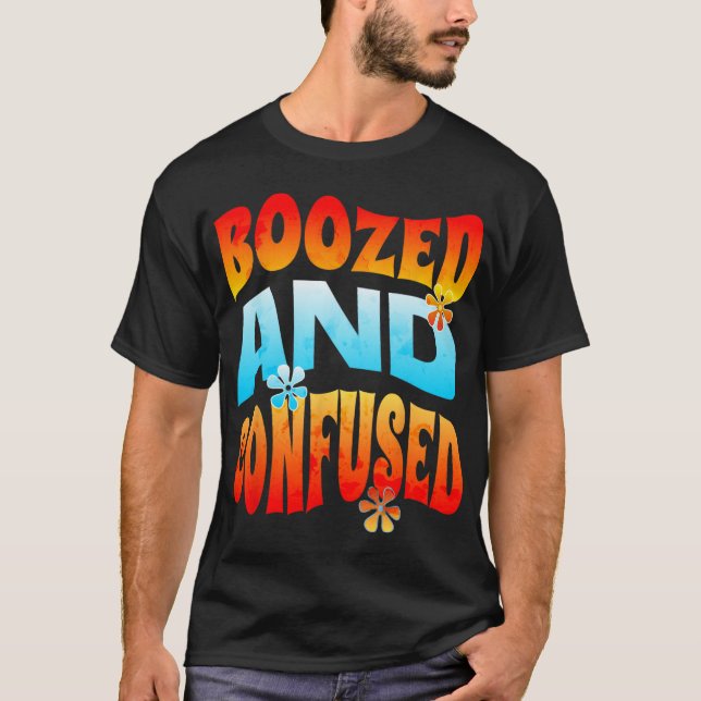 New Years Eve Boozed And Confused Retro 2025 Adult T-Shirt (Front)