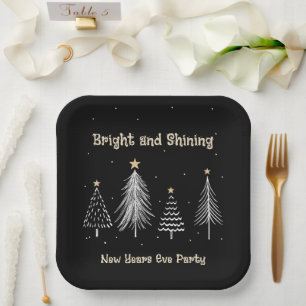 New Years Eve, Bright and Shining Holiday Party Paper Plate