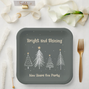 New Years Eve, Bright and Shining Holiday Party Paper Plate