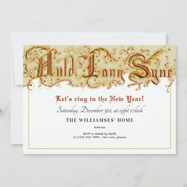 New Year's Eve Celebration Auld Lang Syne Party Invitation (Front)
