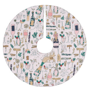 new years eve champagne christmas cocktail wine brushed polyester tree skirt