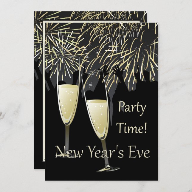 New Year's Eve Champagne Party Invitation (Front/Back)