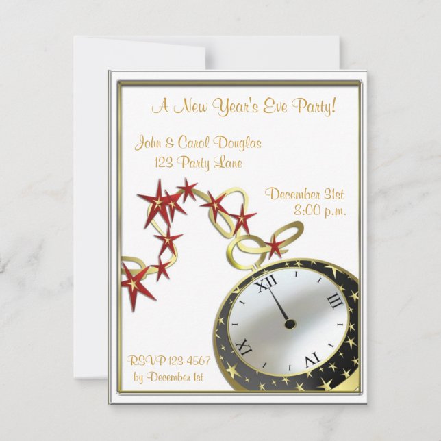 New Year's Eve Clock Invitation (Front)