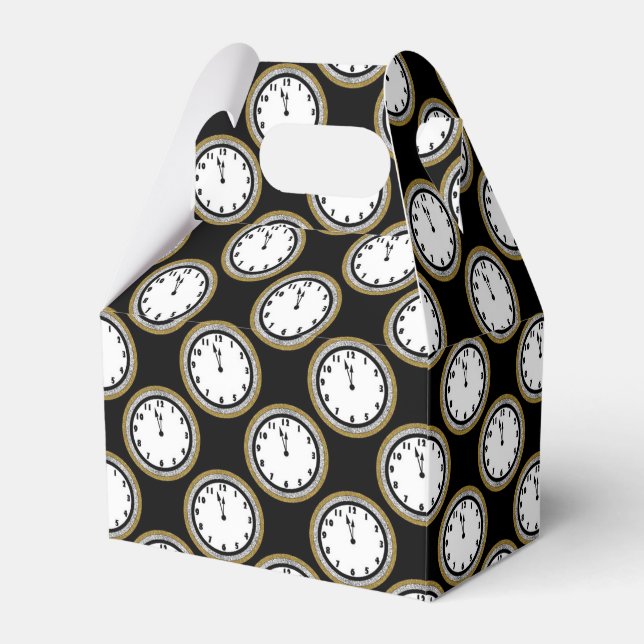 New Years Eve clock pattern party favour box (Front Side)