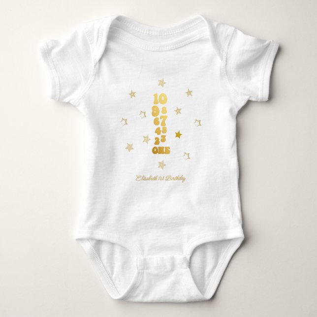 New Years Eve Countdown First Birthday Baby Bodysuit (Front)