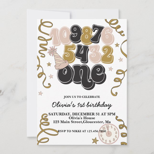 New Years Eve Countdown First Birthday Invitation (Front)