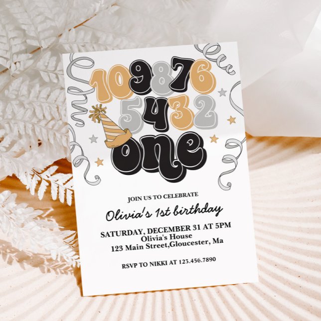 New Years Eve Countdown First Birthday Invitation (Creator Uploaded)