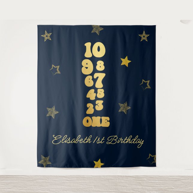 New Years Eve Countdown First Birthday Tapestry (Front)