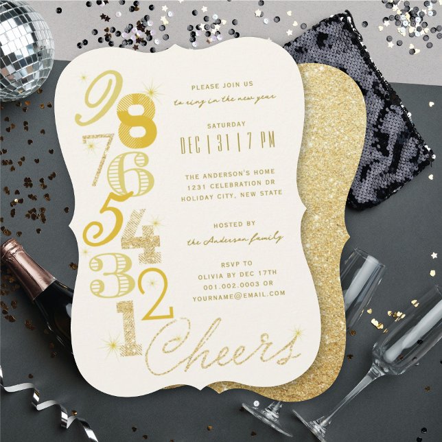 New Year's Eve Countdown Glitter Holiday Party Invitation (New Year's Eve Countdown Glitter Holiday Party Invitation @ fat_fa_tin)