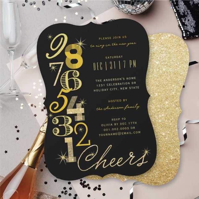 New Year's Eve Countdown Glitter Holiday Party Invitation (New Year's Eve Countdown Glitter Holiday Party Invitation @ fat_fa_tin)