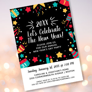 New Year's Eve Day Party Celebrate 2018 Festive Invitation