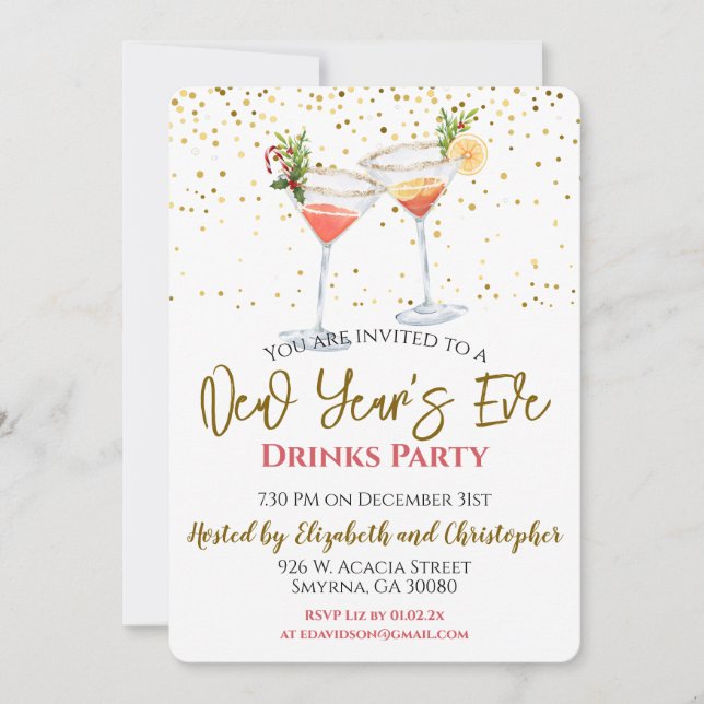 New Years Eve Drinks Party Invitation (Front)