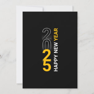 NEW YEARS EVE GREETINGS 2025 white yellow Card