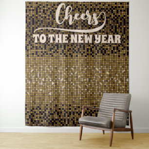 New Year's Eve Groovy Disco Photo Prop Backdrop Tapestry