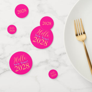 New Year's Eve Hot Pink Gold Chic Party Confetti