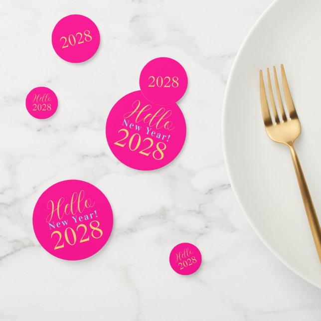 New Year's Eve Hot Pink Gold Chic Party Confetti (Group)