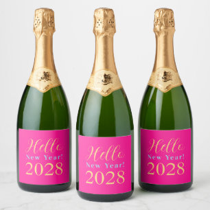 New Year's Eve Hot Pink Party Sparkling Wine Label