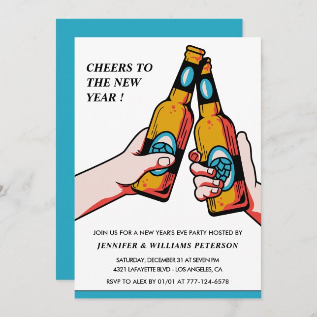 New year's eve invitation Beer Merry (Front/Back)