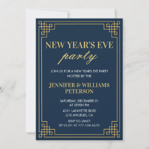 New year's eve invitation Navy Gold