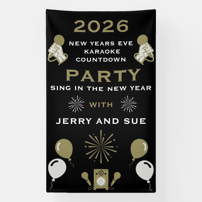 New Years Eve Karaoke Countdown Banner (Vertical)
