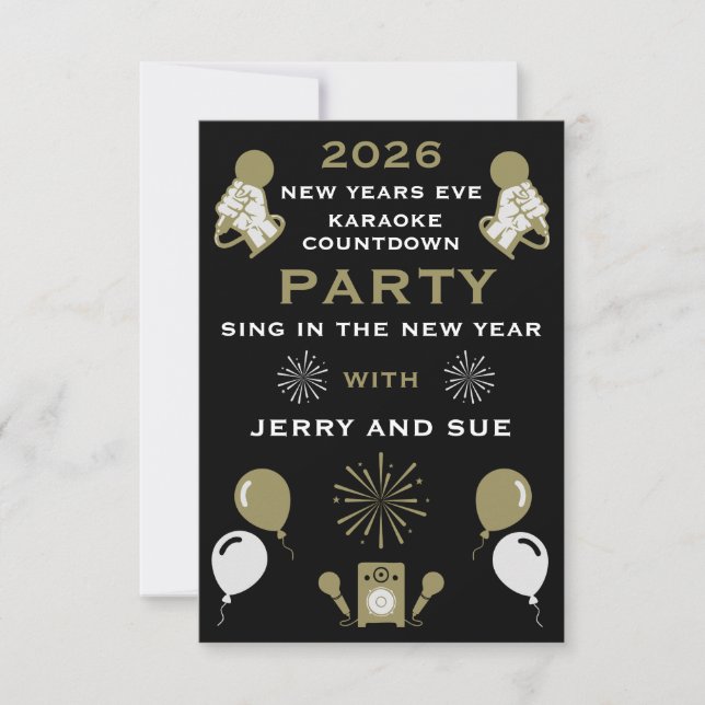 New Years Eve Karaoke Countdown Invitation (Front)