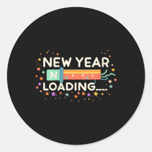 New Years Eve Loading Winter Holiday Greeting Fest Classic Round Sticker