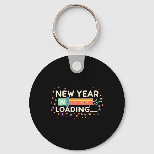 New Years Eve Loading Winter Holiday Greeting Fest Key Ring (Front)