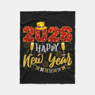 New Years Eve Party 2026 Fireworks Happy New Year  Fleece Blanket