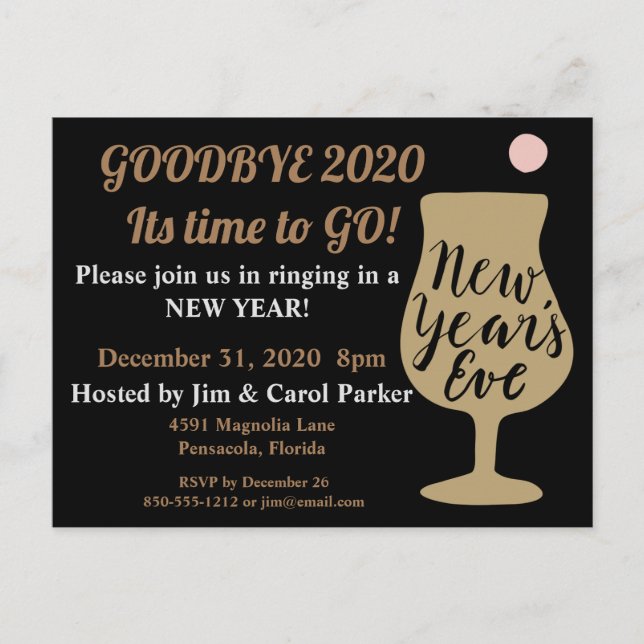 New Years Eve Party Announcement Postcard (Front)