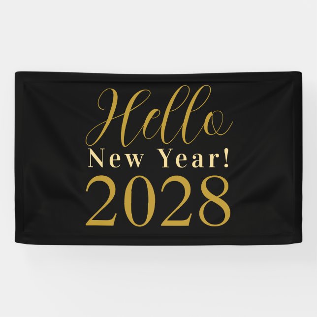 New Year's Eve Party Black Gold Banner (Horizontal)