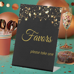 New Year's Eve Party Black & Gold Favours Pedestal Sign