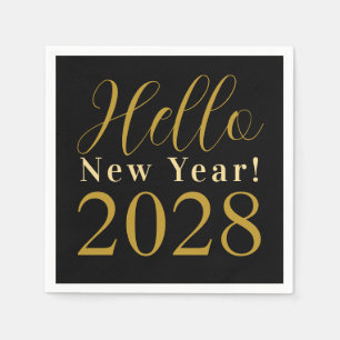 New Year's Eve Party Black Gold Napkin