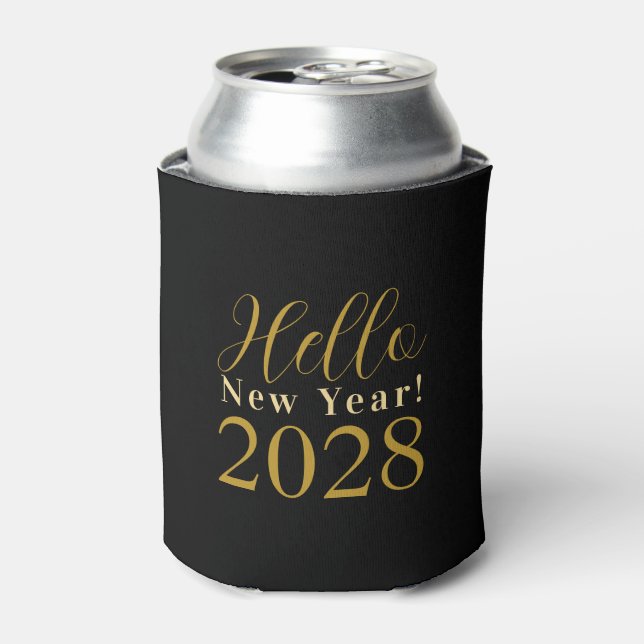 New Year's Eve Party Black Gold Party Can Cooler (Can Front)