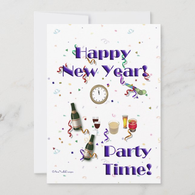New Year's Eve Party/Champagne+Fun Invitation (Front)