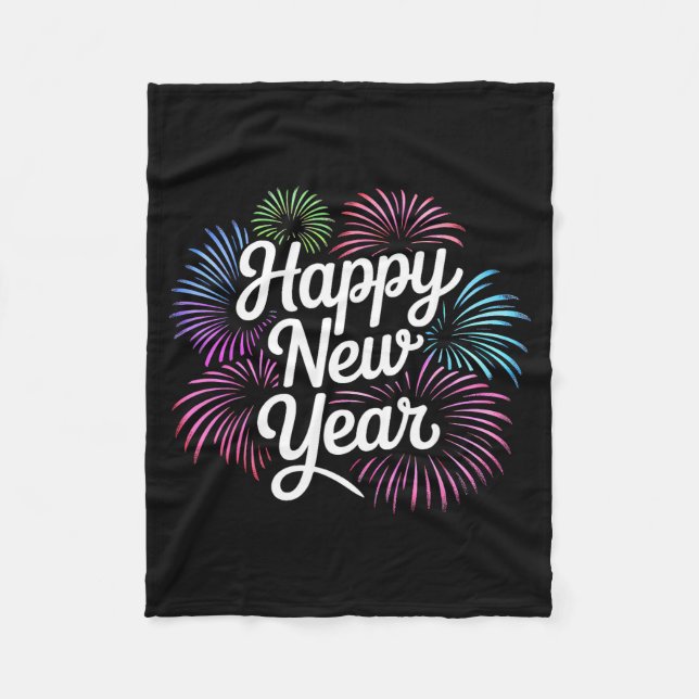 New Years Eve Party Countdown Fireworks Happy New  Fleece Blanket (Front)