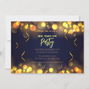 New Year's Eve Party faux gold foil Invitation