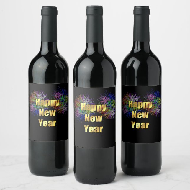 New Year's Eve Party Fireworks Wine Label (Bottles)