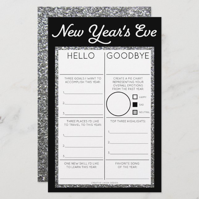 New Year's Eve Party Game Hello Goodbye (Front/Back)