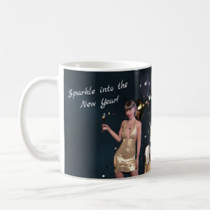 New Years Eve Party Girl in Sequined Dress Coffee Mug