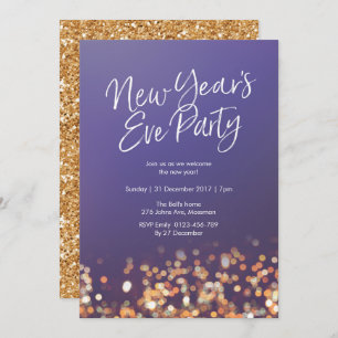 New Years Eve party Glitter Invitation