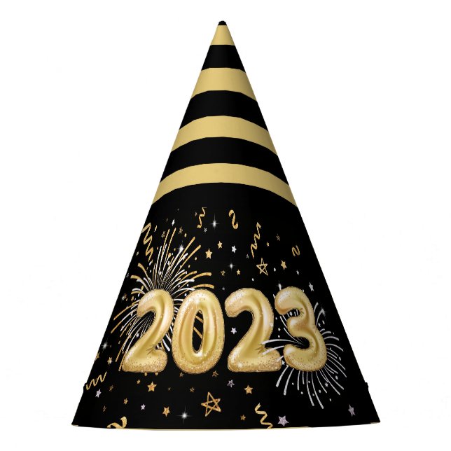 New Year's Eve Party Gold Black 2023 Hat (Front)