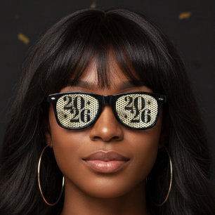 New Years Eve Party Gold Retro Sunglasses