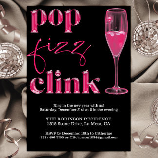 New Year's Eve Party Hot Pink Cheers Invitation