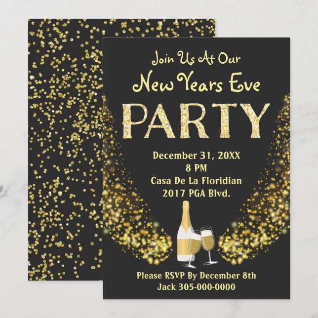 New Years Eve Party Invitation (Front/Back)