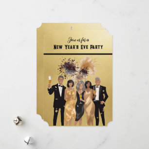 New Year's Eve Party Invitation Black and Gold