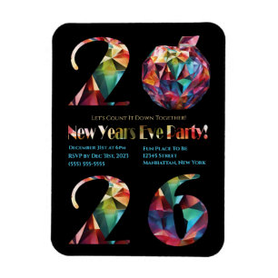 New Year's Eve Party Invitation-Colorful- Magnet