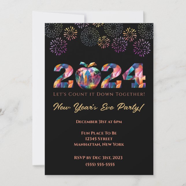 New Year's Eve Party Invitation-Colourful- Invitation (Front)