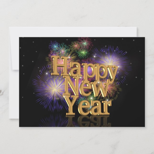 New years eve party invitation fireworks (Front)