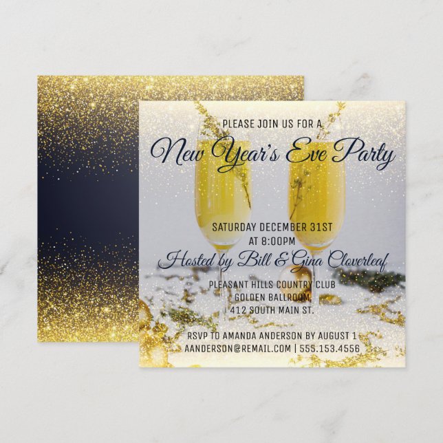 New Year's Eve Party Invitation Luxury (Front/Back)